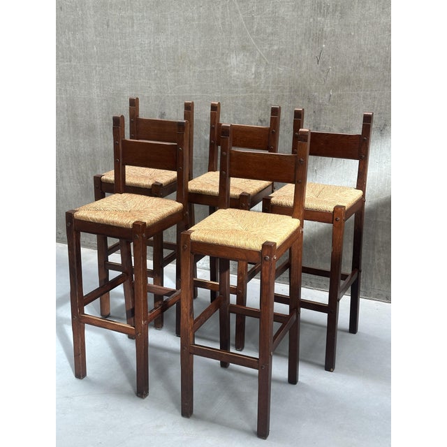Wood Vintage Bar Stools, 1970s, Set of 5 For Sale - Image 7 of 16