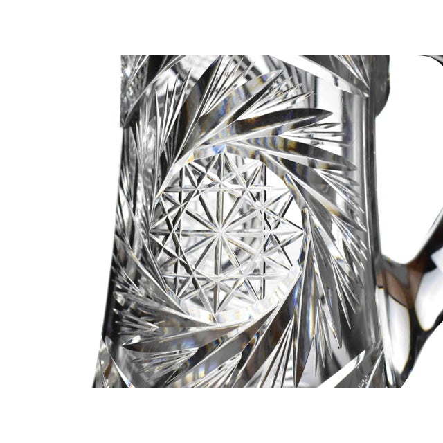 Transparent Early 20th Century American Brilliant Cut Glass Water Drink Pitcher For Sale - Image 8 of 10