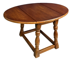 Antique Miniature Oak Drop-Leaf Table Featuring Traditional Turned Baluster Legs, 1940