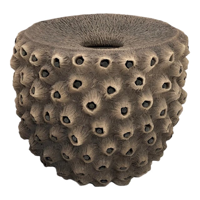 Rob Sieminski (American, b.1953) Large Hand Built Pottery Nail Encrusted Vessel For Sale