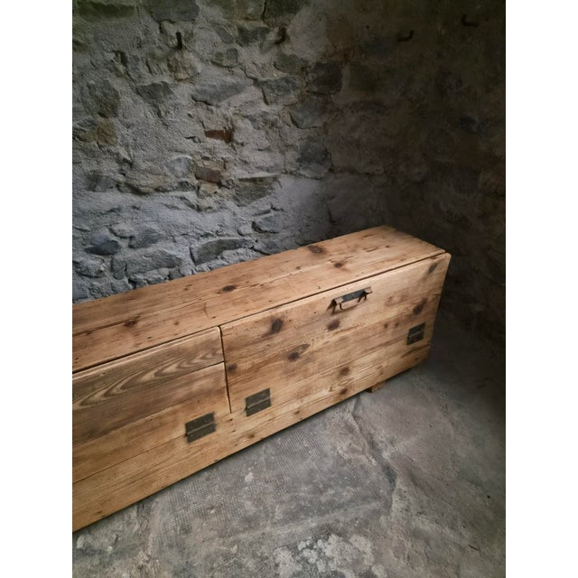 Antique French Industrial Pine Storage Bench, 1890s For Sale - Image 14 of 18