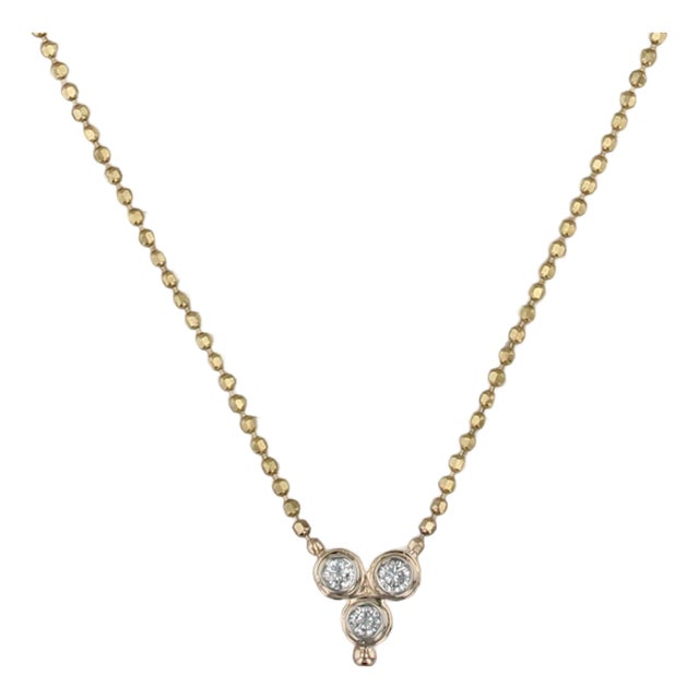 0.24ctw Diamond 3-Stone Pendant Necklace 14k Yellow Gold 16.5" Bead Chain For Sale