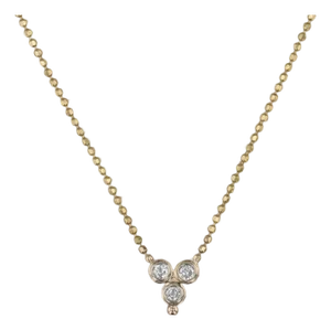 0.24ctw Diamond 3-Stone Pendant Necklace 14k Yellow Gold 16.5" Bead Chain
