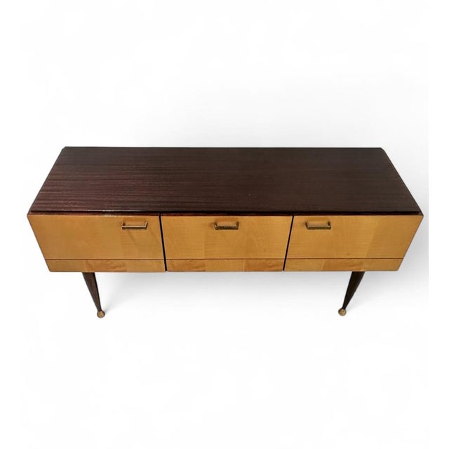 Mid-Century Modern Italian Nightstands and Sideboard in Mahogany and Burr Maple, 1956, Set of 3 For Sale - Image 4 of 17