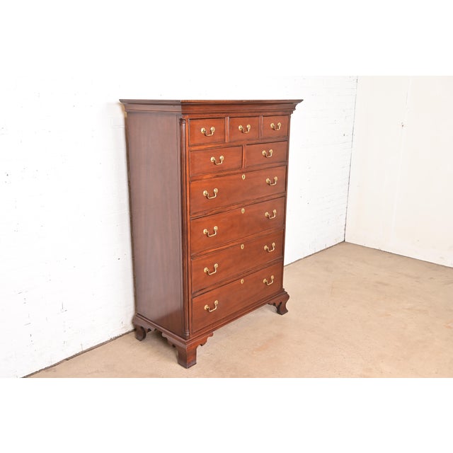 Hickory Chair Furniture Company Hickory Chair Georgian Carved Mahogany Highboy Dresser For Sale - Image 4 of 13