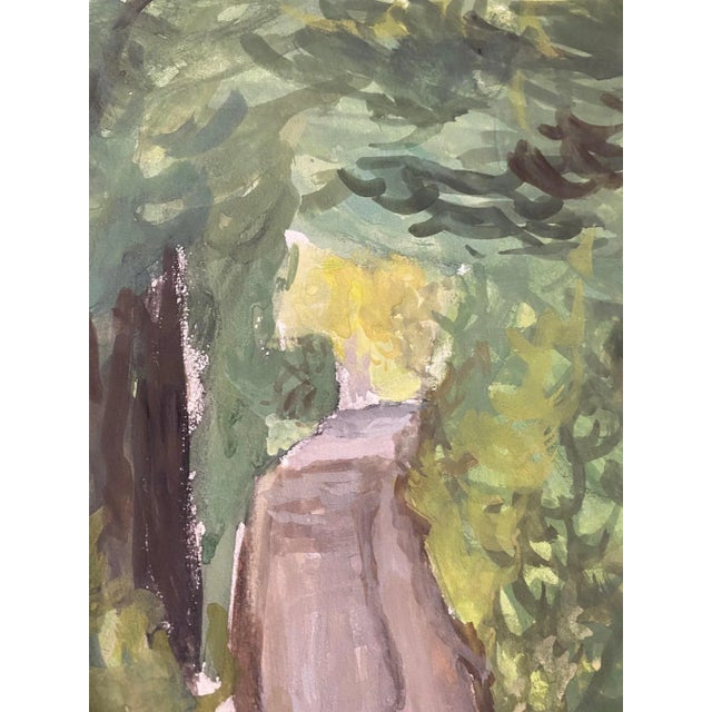 Isaac Charles Goetz, Chemin sous les bois, 1965, Watercolor, in Flawless conditions. Designed 1960 to 1969 This piece has...