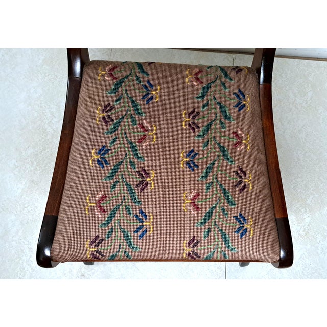 Early 20th Century Duncan Phyfe Style Mahogany Lyre Back Needlepoint Side Chair For Sale - Image 10 of 13