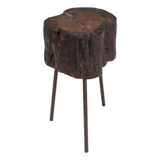 Brutalist Side Table in Wood and Metal, 1970 For Sale