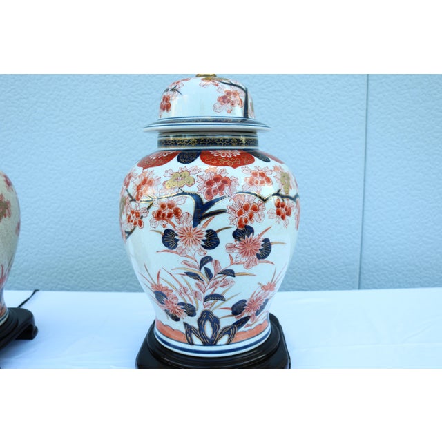 Late 20th-Century Wildwood Japanese Imari Porcelain Ginger Jar Table Lamps, a Pair For Sale - Image 13 of 18