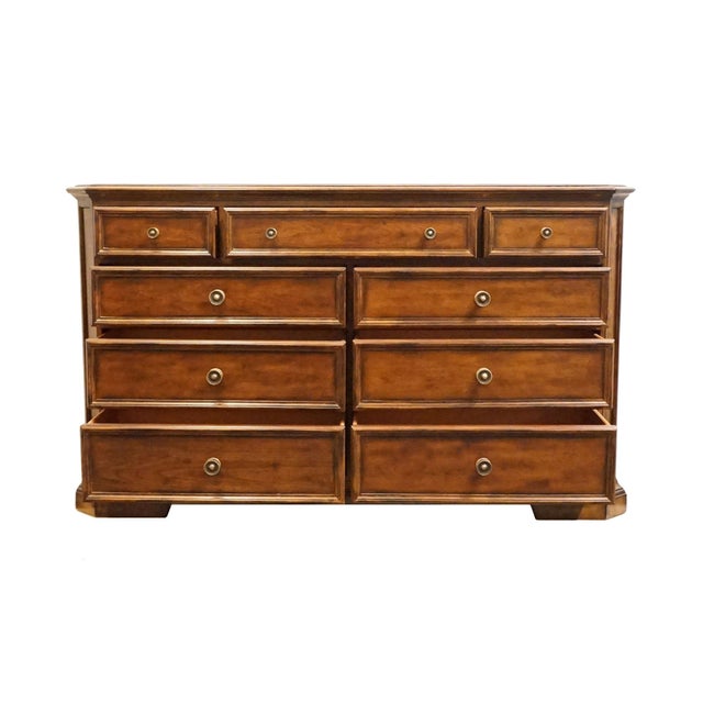 2010s Bernhardt Furniture Solid Cherry Italian Neoclassical Tuscan Style 68" Double Dresser 327-043 For Sale - Image 5 of 15