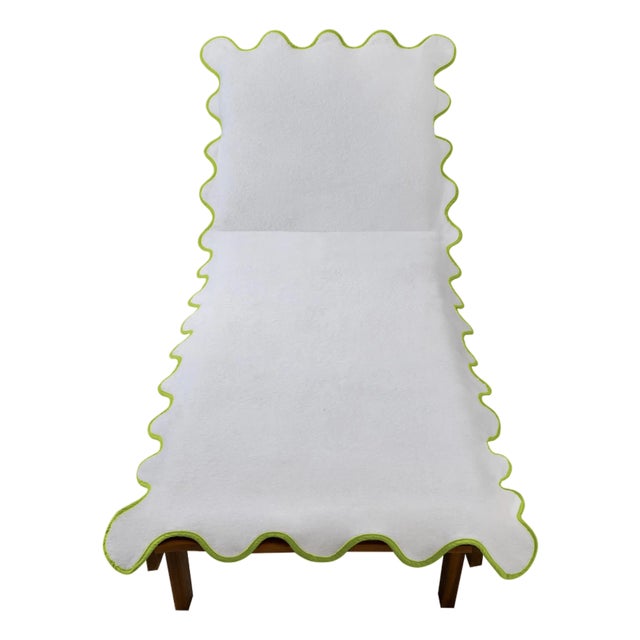 Chairish x Kassatex - Scallop Lounge Chair Cover, Lime Green For Sale