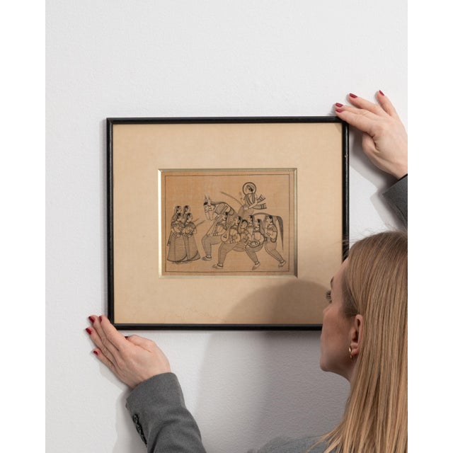 Mid 20th Century India Sienna Wood Painting For Sale - Image 4 of 15