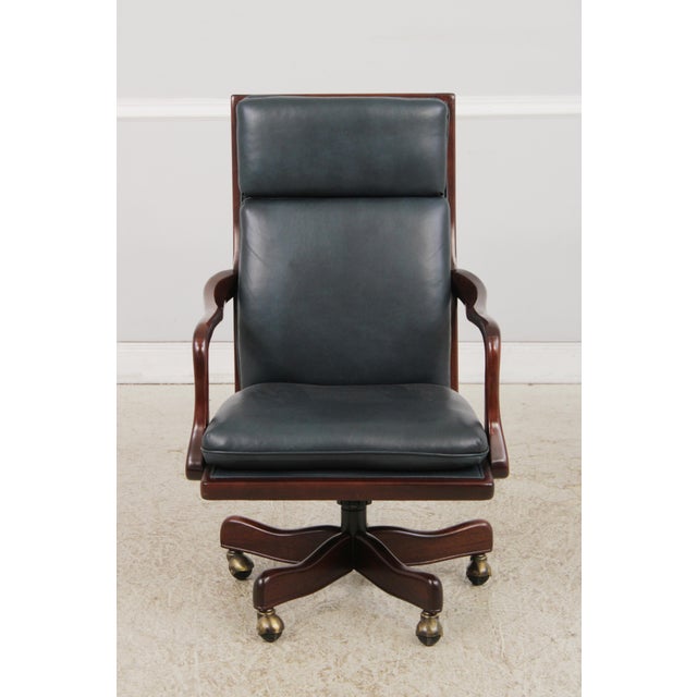Age: Approx:30 Years Old Details: Mahogany Brass Capped Feet & Casters High Quality Construction Nice Tooled Leather...