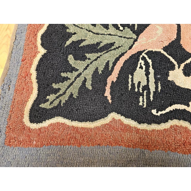 Vintage American Hand Hooked Rug, Folk Art, Two Lovebirds in a Tree Design, 2x3 For Sale In Chicago - Image 6 of 17