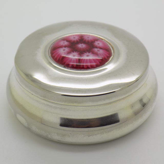 Vintage Italian Handmade Genuine Silver & Murrina Glass Pill Snuff Trinket Decorative Box For Sale - Image 4 of 12