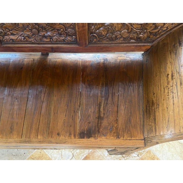 Antique Southeast Asian Carved Teak Wood Daybed Sofa For Sale - Image 10 of 12