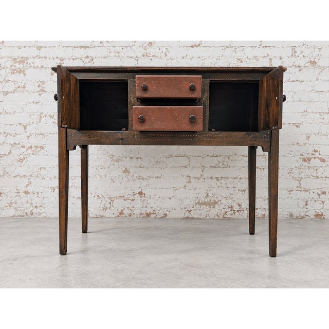 Vintage Regional American Solid Wood Sideboard/Entry Way Table Inlaid Geometric Patterning For Sale - Image 4 of 5