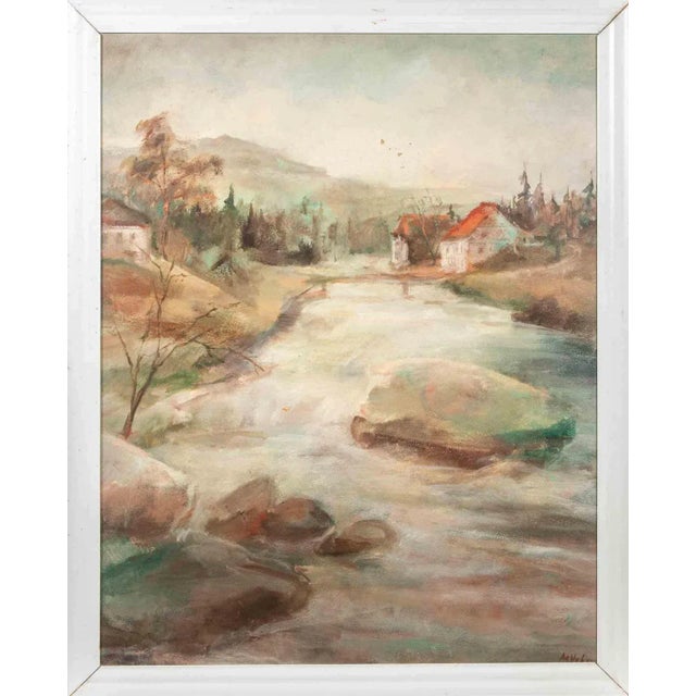 Miloslava Vrbova-Štefková, River Landscape, Oil Painting, Mid-20th Century For Sale - Image 5 of 5