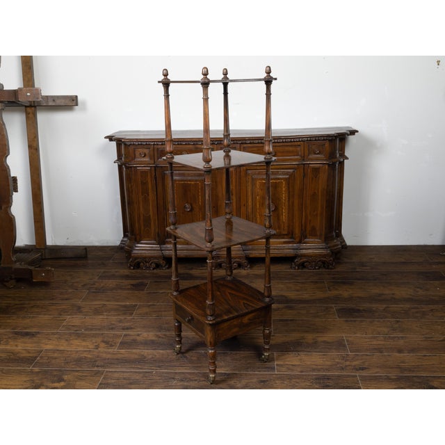 Wood English 19th Century Wooden Trolley with Three Shelves and Single Drawer For Sale - Image 7 of 10