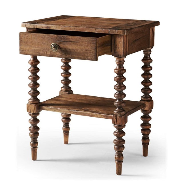 French Country Narrow Bobbin-Turned Rustic Nightstand For Sale - Image 3 of 7