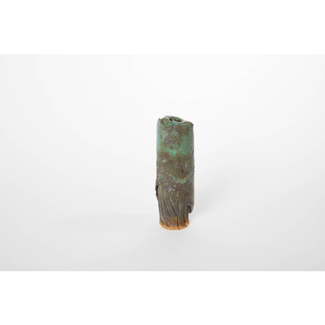 American Midcentury Green Studio Pottery Candlestick For Sale - Image 4 of 4