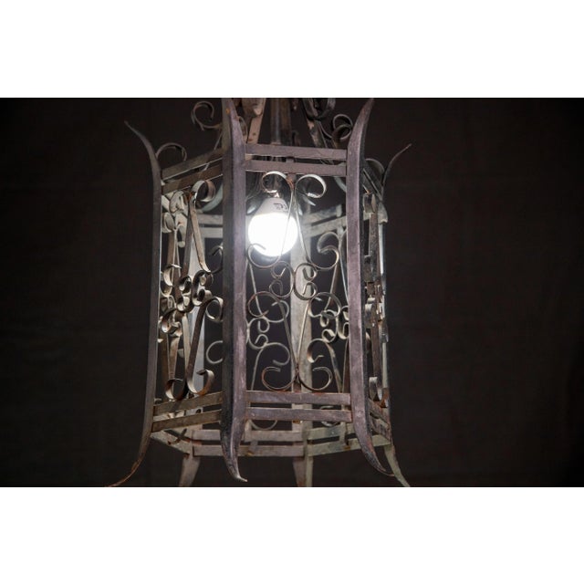 Italian Vintage Iron Outdoor Lantern, 1960s For Sale - Image 6 of 10