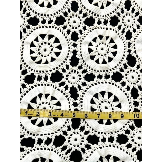 Traditional Vintage Crochet Tablecloth or Bedspread Doily Design Ecru Handmade For Sale - Image 3 of 5