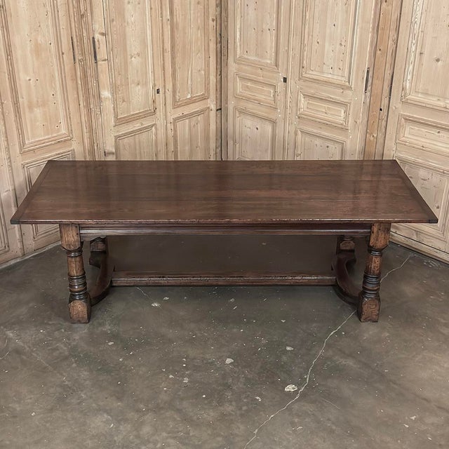 18th Century English Oak Trestle Dining Table With Turned Supports For Sale - Image 15 of 17