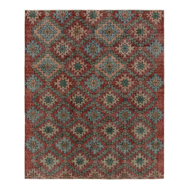 Vintage Zeki Müren Rug in Burgundy With Geometric Patterns, From Rug & Kilim For Sale