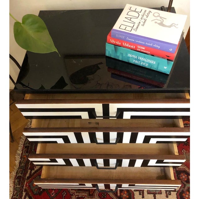 Black Polish Chest of Drawers with Op Art Motif, 1970s For Sale - Image 8 of 11