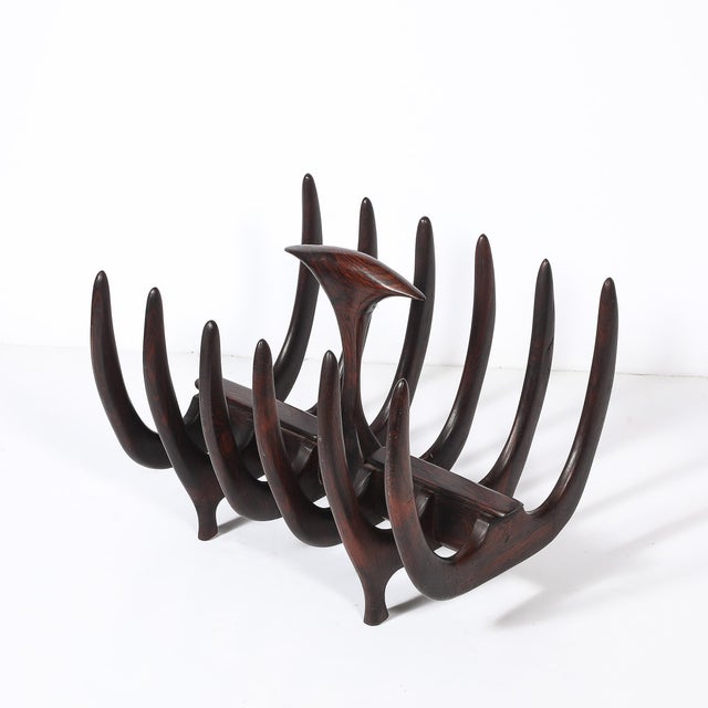 Wood Mid-Century Modernist Sculptural Osseous Form Magazine Stand in Rosewood For Sale - Image 7 of 18