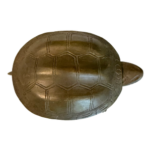 Chinese Brown Metal Turtle With Open Shell