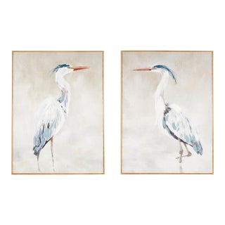 Heron Pair Hand-Embellished Giclees, Set Of 2 For Sale