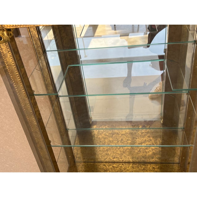 Hollywood Regency Brass Faces Dry Bar With Mirrored Interior For Sale - Image 11 of 13