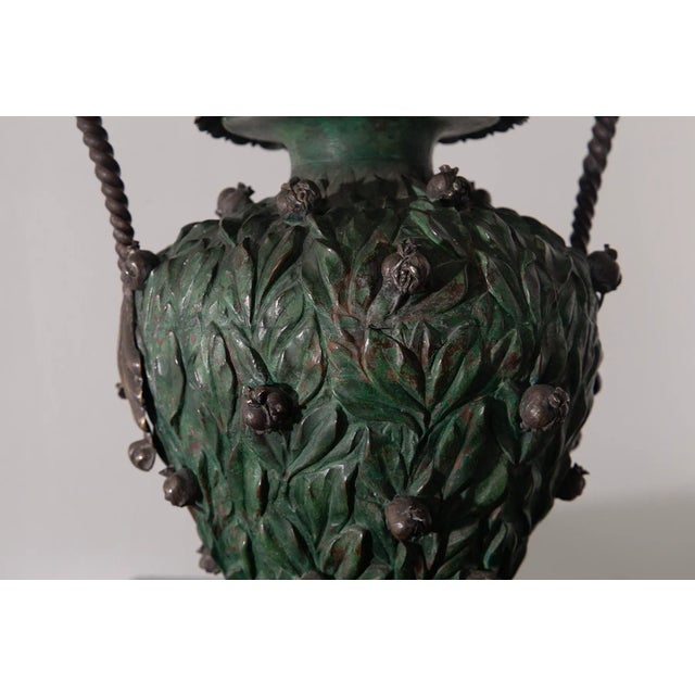 Metal Italian Vase with Copper Base and Partial Silver Plating, 1890 For Sale - Image 7 of 12
