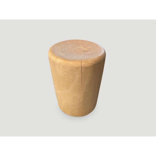 Ivory Andrianna Shamaris Bleached Teak Wood Side Table or Stool For Sale - Image 8 of 18