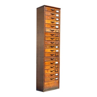 Antique 79" English Notary 18 Drawers File Cabinet For Sale