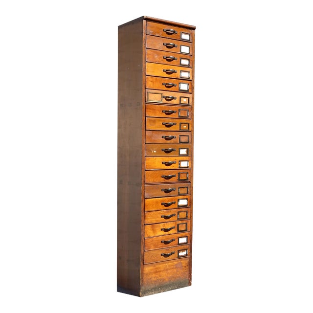 Antique 79" English Notary 18 Drawers File Cabinet For Sale
