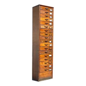 Antique 79" English Notary 18 Drawers File Cabinet