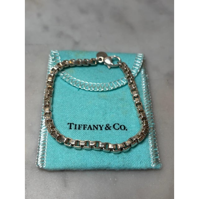 Tiffany & Co. Sterling Silver Venetian Square Link Chain Bracelet 14g For Sale - Image 6 of 7