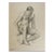 Vintage 1950 Charcoal Study Seated Male Figure Drawing For Sale
