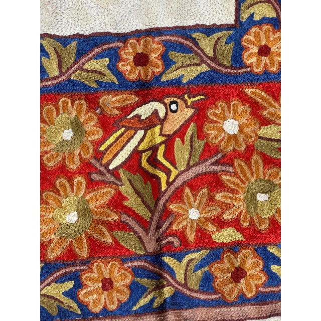 Vintage Indian Silk Embroidered Tapestry or Rug, 1990s For Sale - Image 11 of 18