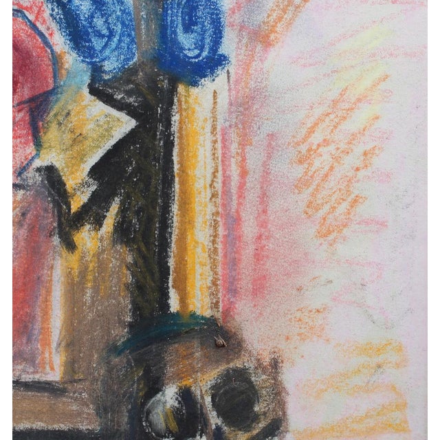 Louis Latapie, Bouquet of Flowers with Vanitas, 1930s, Wax Crayon on Paper, Framed For Sale - Image 8 of 18