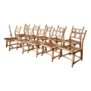 Frankl Style Bamboo Rattan Dining Chairs - Set of 10 For Sale