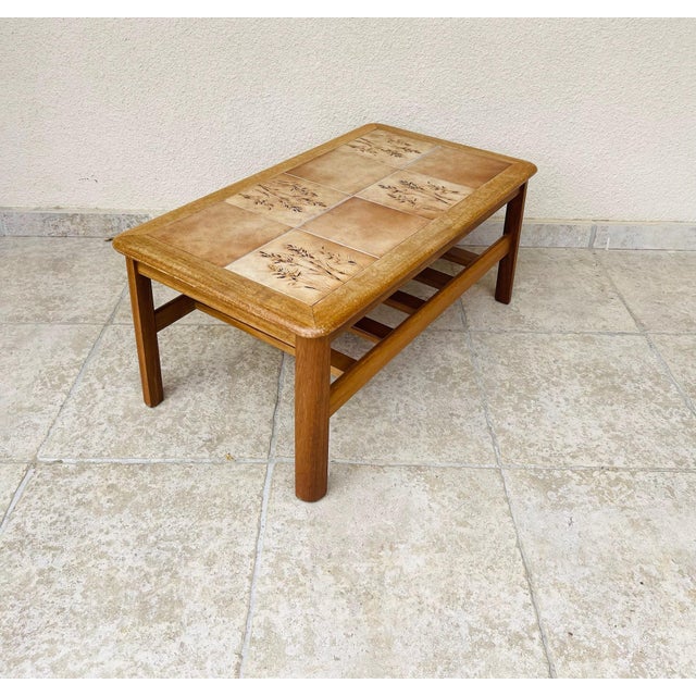 Mid-Century Modern Vintage Teak and Ceramic Coffee Table, 1960 For Sale - Image 3 of 10