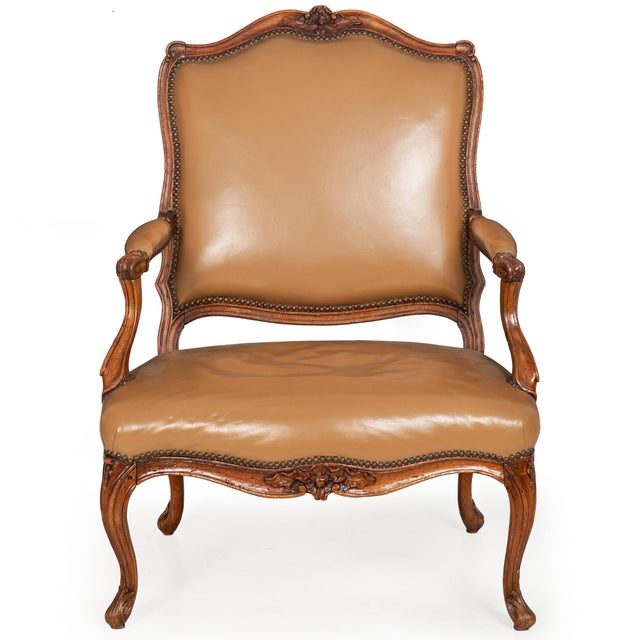 French French Louis XV Period Carved Arm Chair Fauteuil, Circa Late 18th Century For Sale - Image 3 of 18