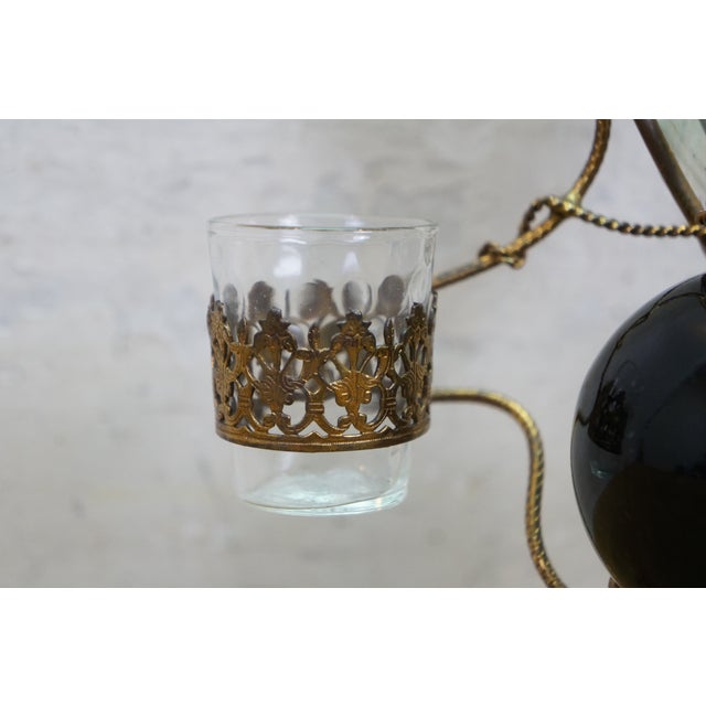 Antique French Napoleon III Gilt Brass Table Top Perfume Vanity Set & Mirror 10" For Sale - Image 15 of 18