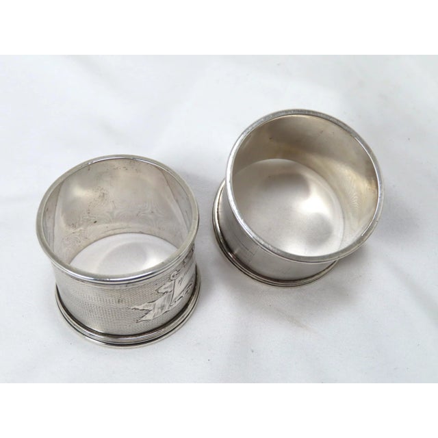 Antique American Victorian Hand Engraved Sterling Silver Wedding Napkin Rings for Asa & Augusta For Sale - Image 10 of 13