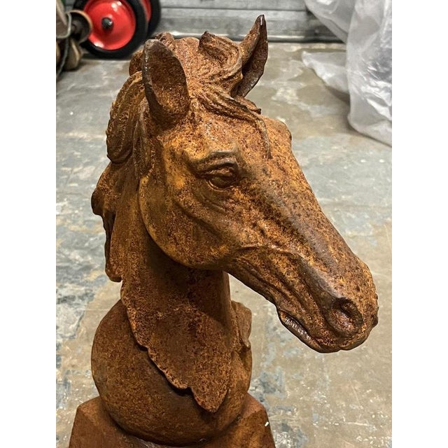 Large Cast Iron Horse Head Statue For Sale - Image 4 of 6