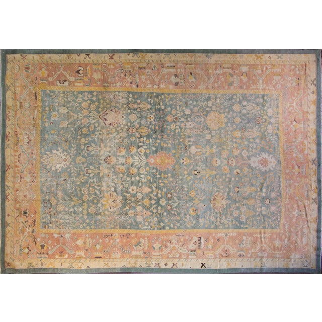 Textile Antique Oushak Carpet For Sale - Image 7 of 10